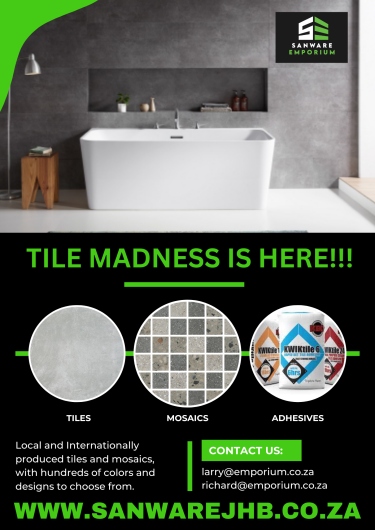 TILE MADNESS!! BIG SAVINGS on all Tiles, Sanitary ware, and Mosaics.