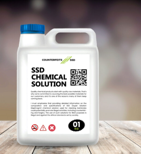 Ssd chemical solution for cleaning defaced currency