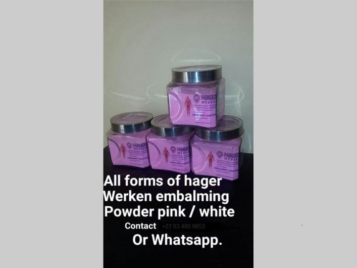 Hager werken embalming pink powder in Lusaka Zambia+27 63 480 9853